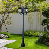 Waterproof Triple Head European Garden Street Light Post for Yard and Path Lighting in Black