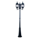 Waterproof Triple Head European Garden Street Light Post for Yard and Path Lighting in Black
