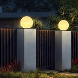 Waterproof White Resin Moon Ball LED Outdoor Post Light Modern Round Fence Sphere Lighting