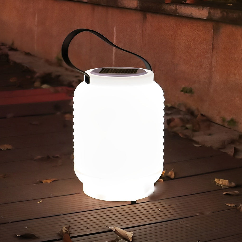 Waterproof White Solar LED Cylinder Camping Lantern Portable Outdoor Table Lamp with Remote