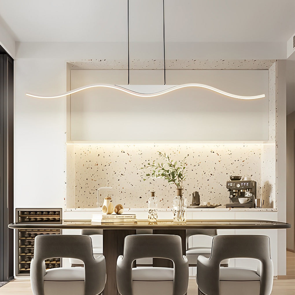 Wave Design Modern LED Chandelier Dimmable Minimalist Pendant Lighting for Bar and Dining Area