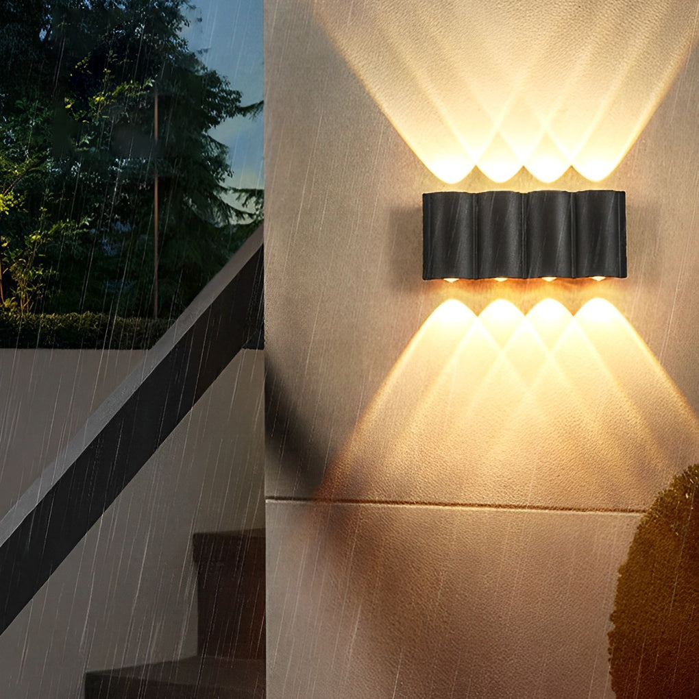 Wave Design Modern LED Waterproof Outdoor Wall Washer Light Up and Down Sconce