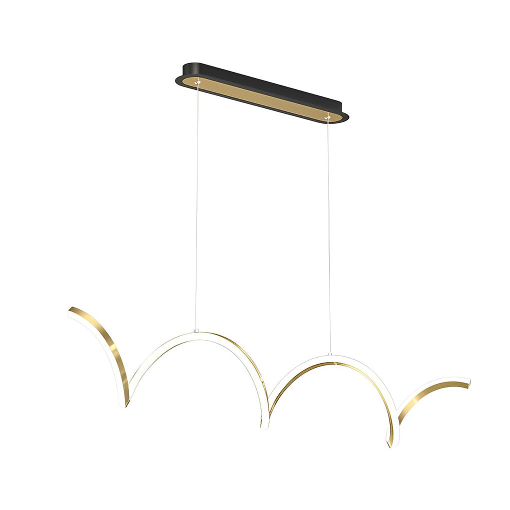 Wave Linear LED Chandelier Modern Dimmable Pendant Light for Dining Room and Kitchen