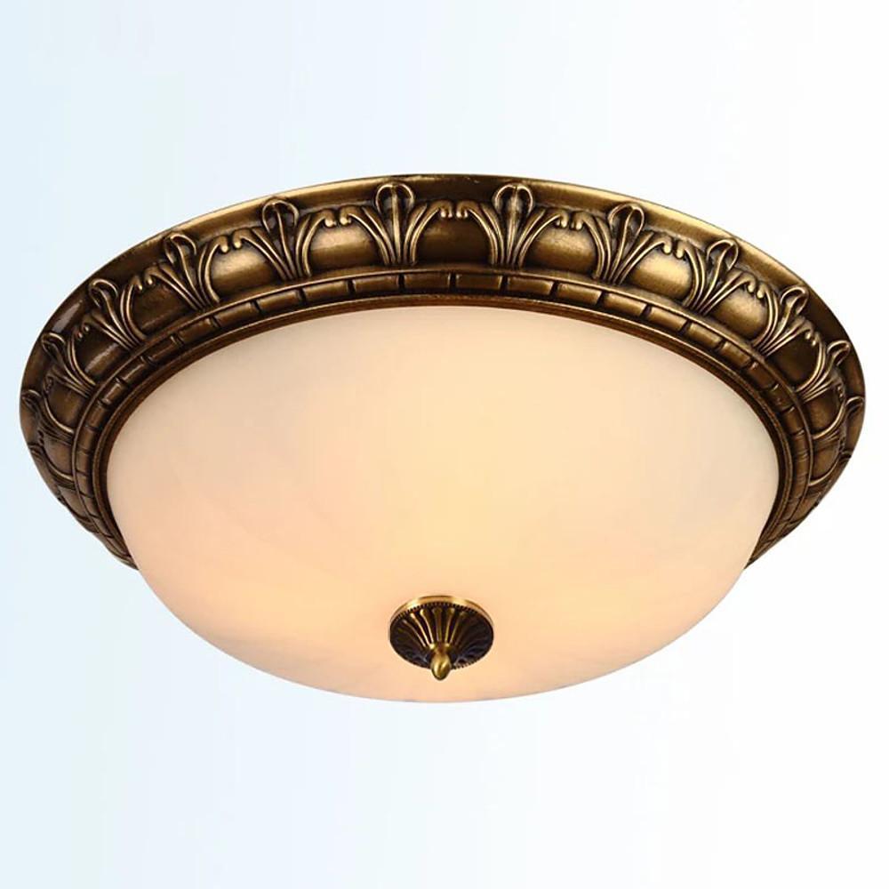 Vintage Bronze Flush Mount Ceiling Light Fixture with Frosted Glass Shade for Hallways and Bedrooms