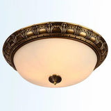 Vintage Bronze Flush Mount Ceiling Light Fixture with Frosted Glass Shade for Hallways and Bedrooms