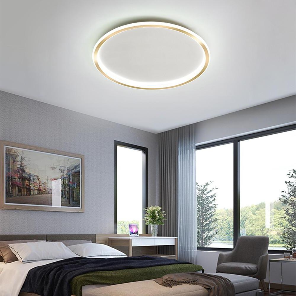 Modern Geometric Circular LED Flush Mount Ceiling Light Minimalist Metal Luminaire for Living Room