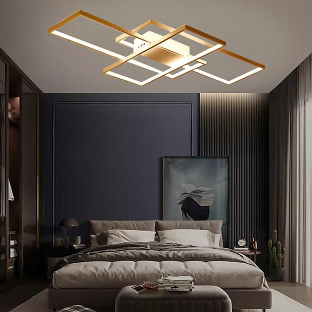 Modern Rectangular 3 Tier LED Flush Mount Ceiling Lamp Large Geometric Integrated Lighting Fixture