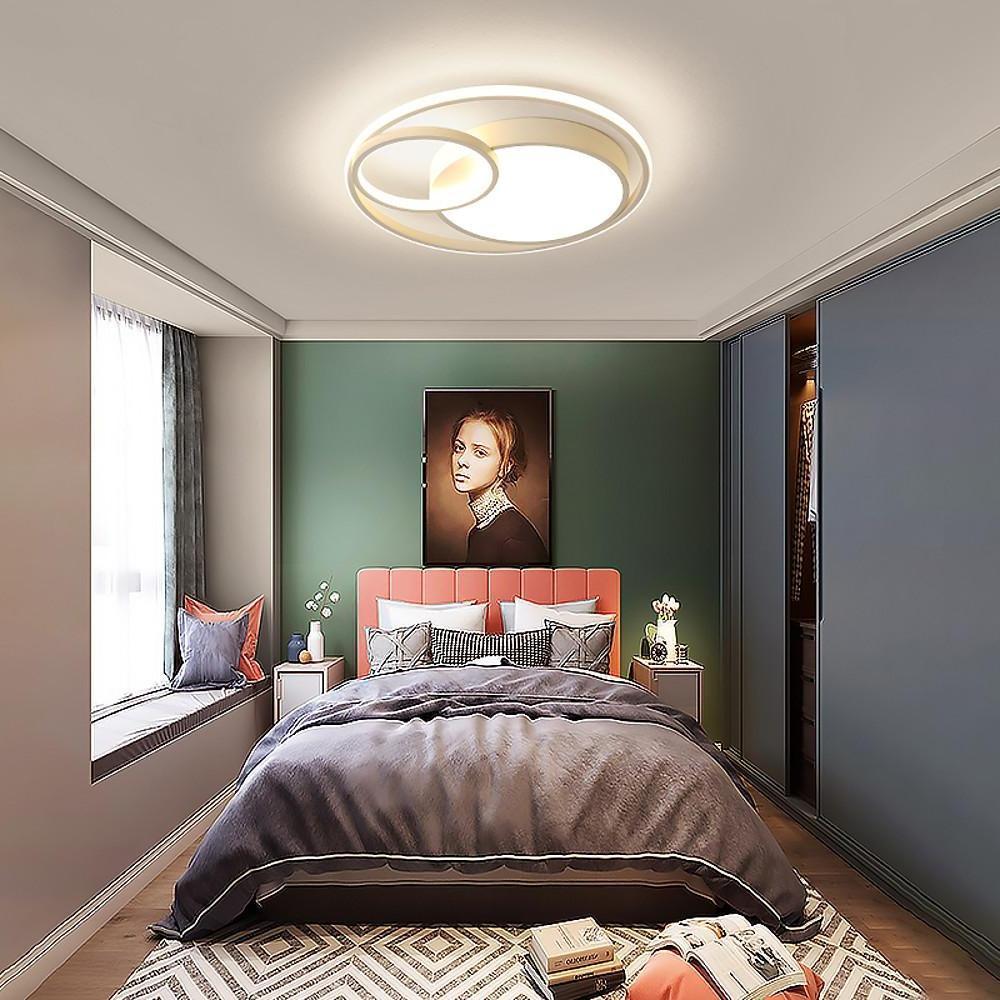 Modern Dimmable LED Flush Mount Ceiling Light with Geometric Overlapping Circles for Bedroom and Living Room
