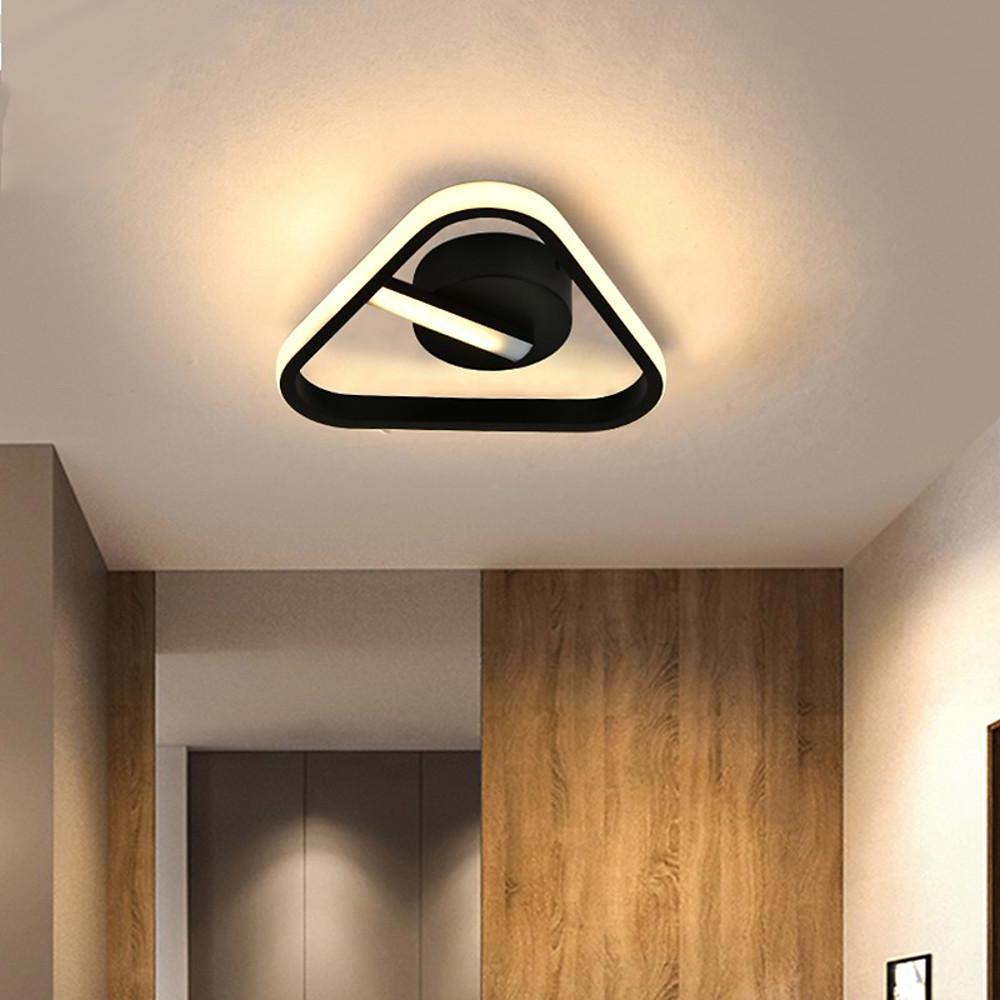 Modern Geometric Rounded Triangle LED Flush Mount Ceiling Light in Black