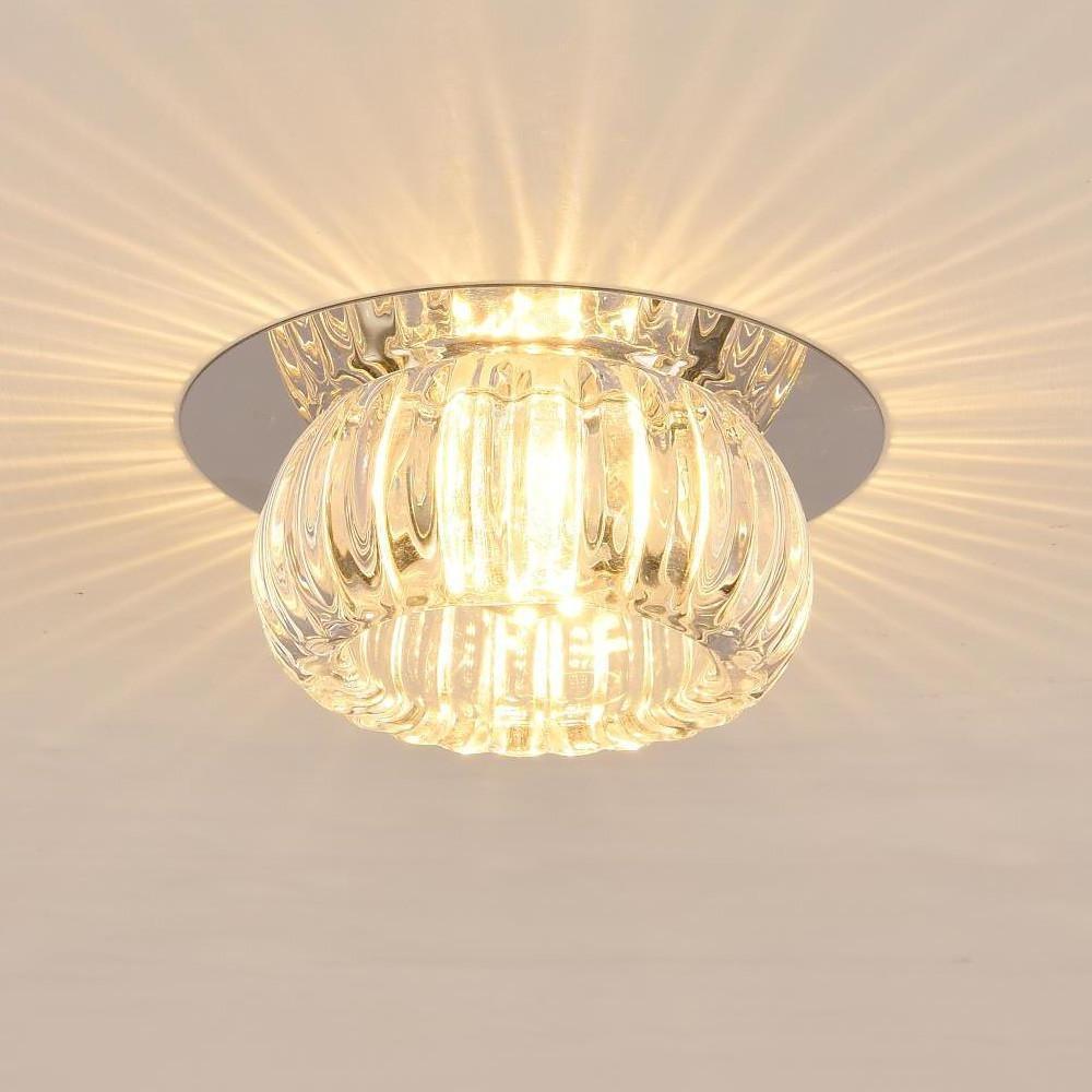 Modern Crystal Geometric LED Flush Mount Ceiling Light for Kitchen and Entryway