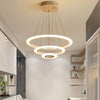 White 3 Ring Adjustable LED Chandelier Modern Circle Pendant Light for Living Room