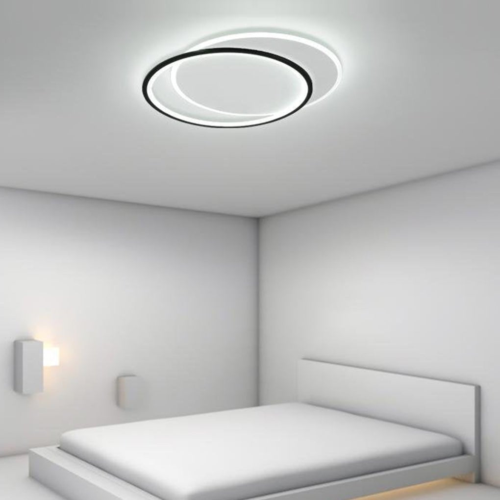 Modern Overlapped Round Flush Mount Ceiling Light Geometric Design for Bedroom