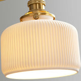 White Ceramic Geometric Wall Lamp Sconce with Pull Chain Minimalist Indoor Light Fixture
