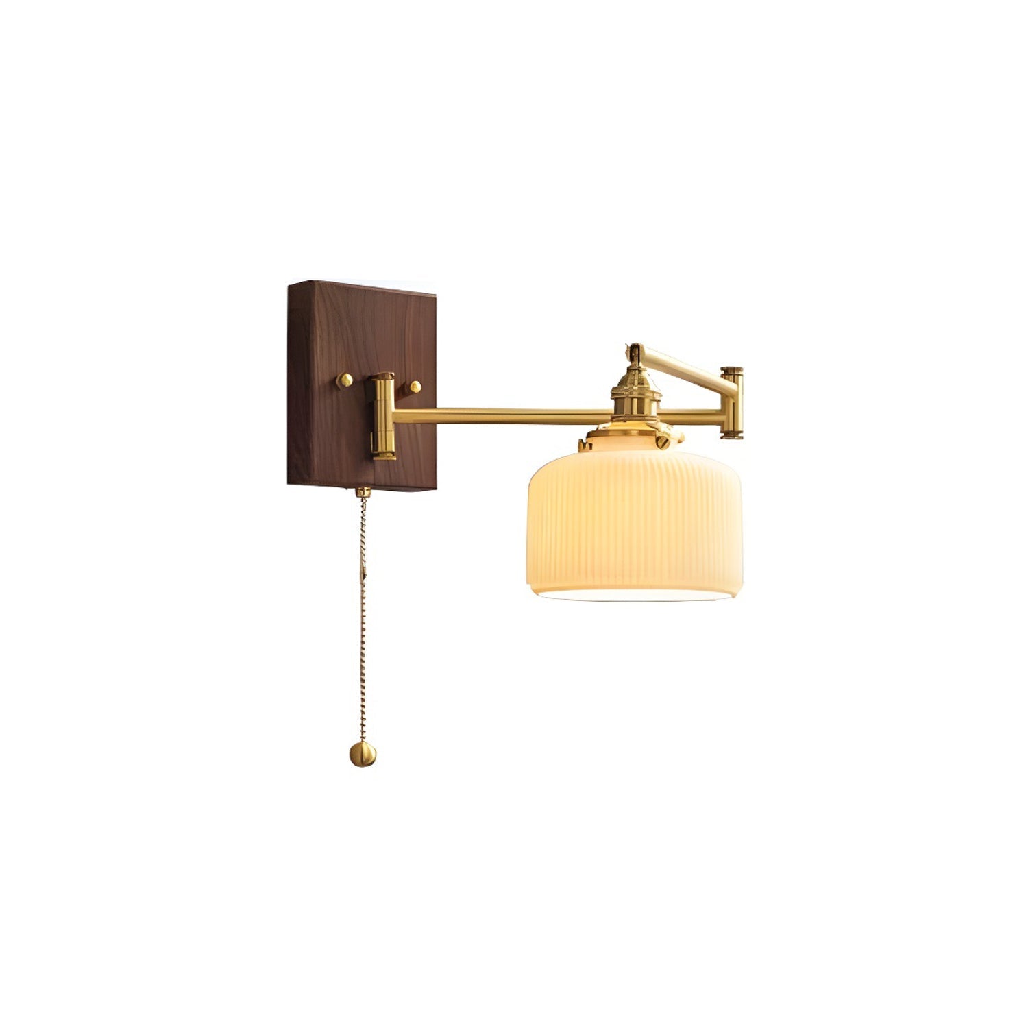 White Ceramic Geometric Wall Lamp Sconce with Pull Chain Minimalist Indoor Light Fixture