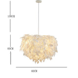 White Fabric Feather Cloud Pendant Light Modern Scandinavian Gold LED Chandelier 24 Inch