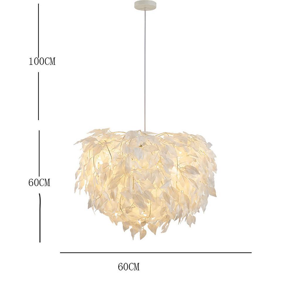 White Fabric Feather Cloud Pendant Light Modern Scandinavian Gold LED Chandelier 24 Inch