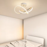 Modern Geometric White Ribbon LED Flush Mount Ceiling Light Dimmable Circular Fixture