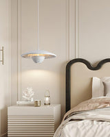 White Flying Saucer Resin Pendant Lamp Modern Integrated LED Hanging Light Fixture