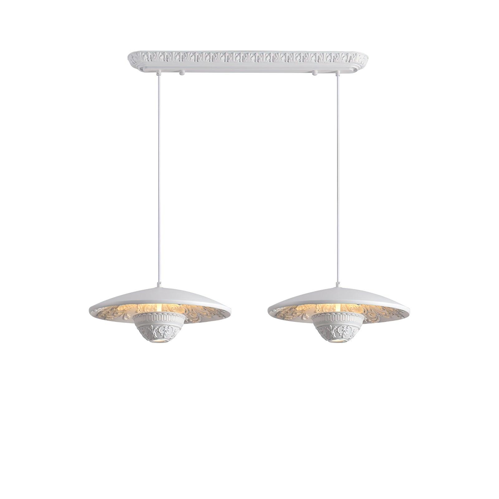 White Flying Saucer Resin Pendant Lamp Modern Integrated LED Hanging Light Fixture