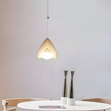 White Half Moon Glider Pendant Light Modern Minimalist Metal LED Hanging Fixture for Living Room
