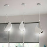 White Half Moon Glider Pendant Light Modern Minimalist Metal LED Hanging Fixture for Living Room