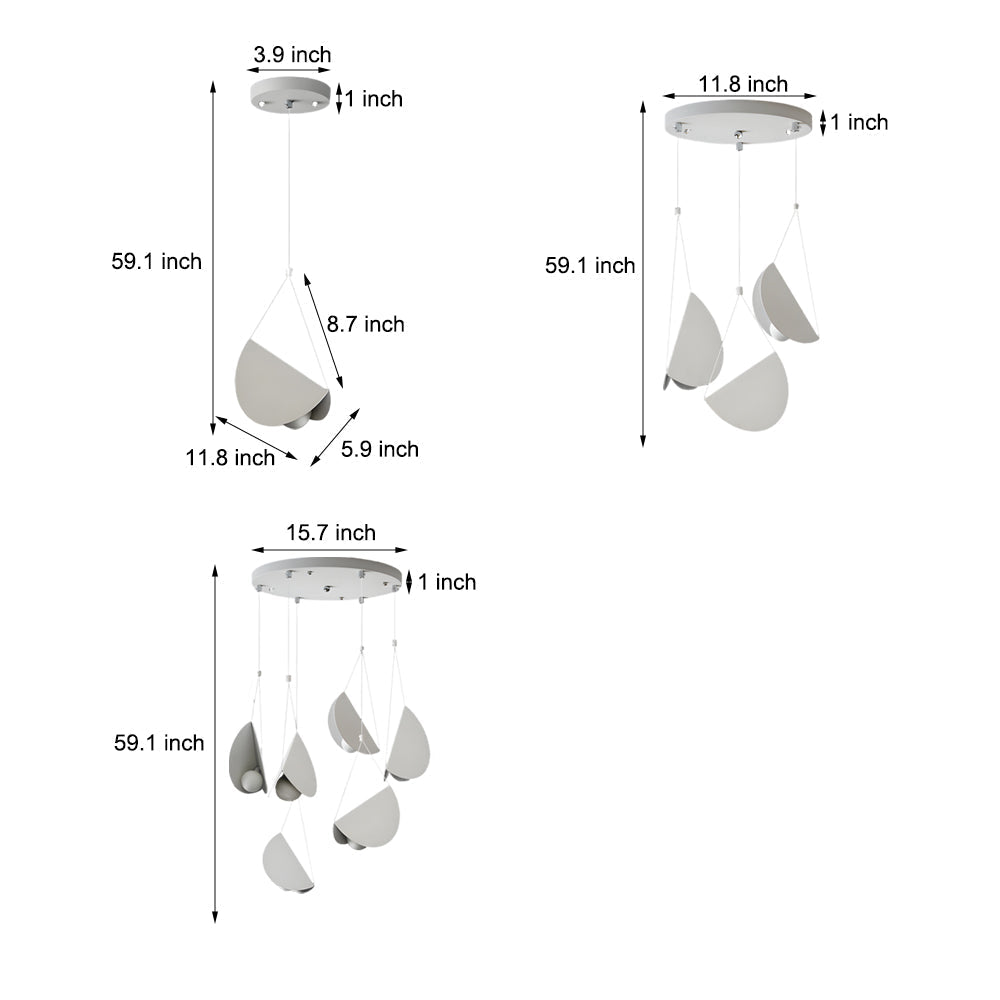 White Half Moon Glider Pendant Light Modern Minimalist Metal LED Hanging Fixture for Living Room