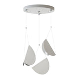 White Half Moon Glider Pendant Light Modern Minimalist Metal LED Hanging Fixture for Living Room