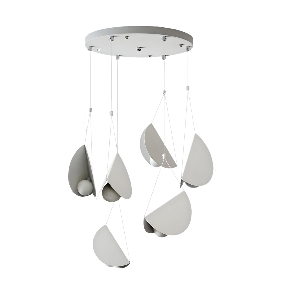 White Half Moon Glider Pendant Light Modern Minimalist Metal LED Hanging Fixture for Living Room