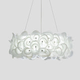 White Hydrangea Petal Metal Pendant Lamp Elegant Floral Hanging Chandelier for Modern Interiors