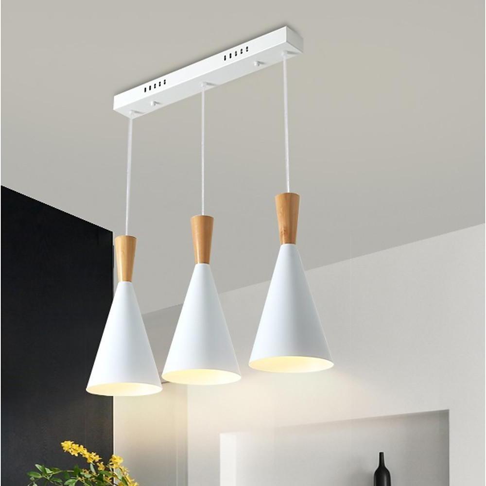 White Metal Cone Shaped Pendant Light Modern Kitchen Island Cluster Ceiling Lamp