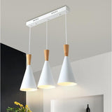 White Metal Cone Shaped Pendant Light Modern Kitchen Island Cluster Ceiling Lamp