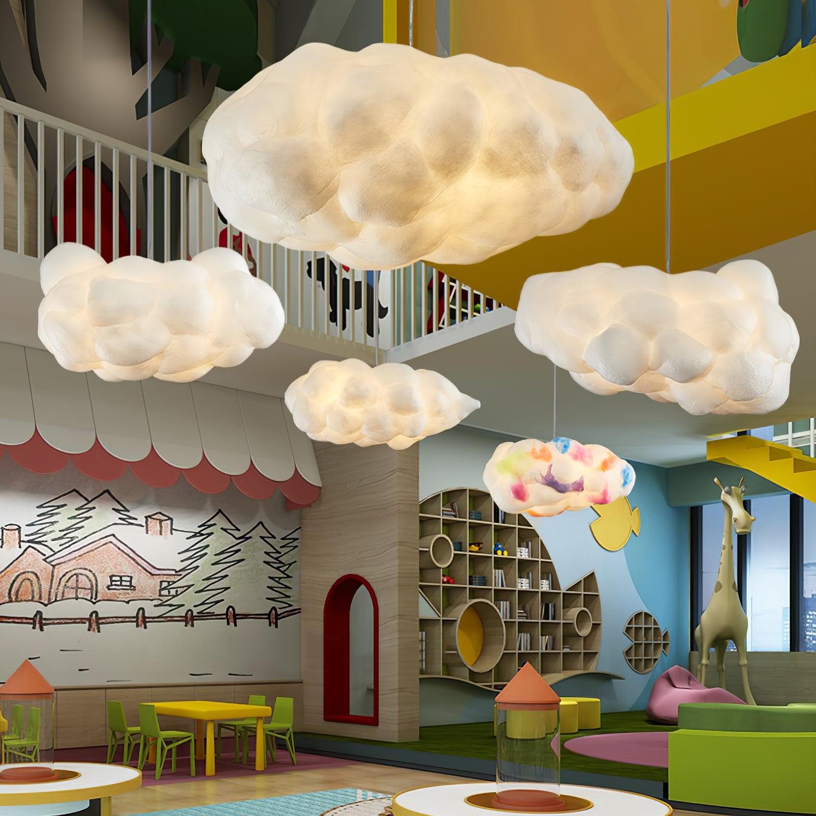 White Modern Artistic Cloud Pendant Light for Dining Room Kitchen Island Hanging Ceiling Lamp