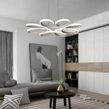 White Modern Flower LED Pendant Light Dimmable Curved Floral Hanging Ceiling Fixture
