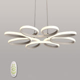 White Modern Flower LED Pendant Light Dimmable Curved Floral Hanging Ceiling Fixture