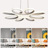 White Modern Flower LED Pendant Light Dimmable Curved Floral Hanging Ceiling Fixture
