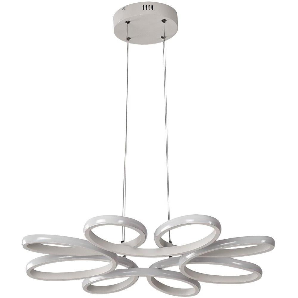 White Modern Flower LED Pendant Light Dimmable Curved Floral Hanging Ceiling Fixture