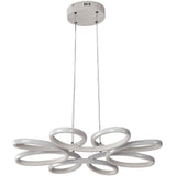 White Modern Flower LED Pendant Light Dimmable Curved Floral Hanging Ceiling Fixture