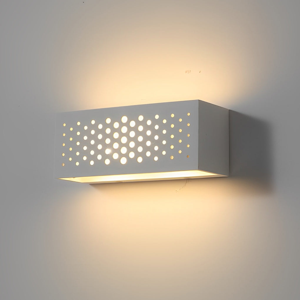 White Rectangular Plaster LED Wall Sconce Modern Up and Down Indoor Lighting Fixture