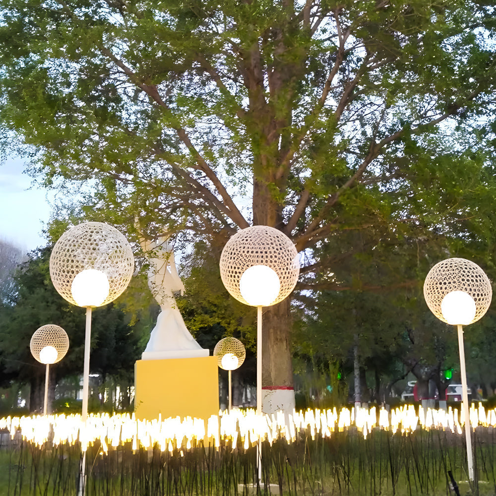 White Solar Powered Dandelion Sphere Garden Stake LED Outdoor Landscape Light