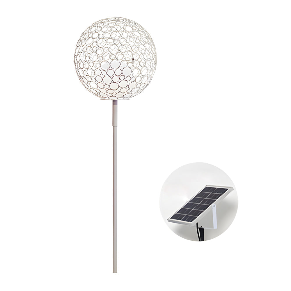White Solar Powered Dandelion Sphere Garden Stake LED Outdoor Landscape Light