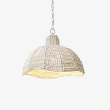 White Wood Bead Pendant Light French Country Beaded Chandelier for Luxury Living Space