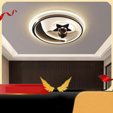 Multi Circle Dimmable LED Flush Mount Ceiling Fan with Lights Modern Low Profile Design for Living Room