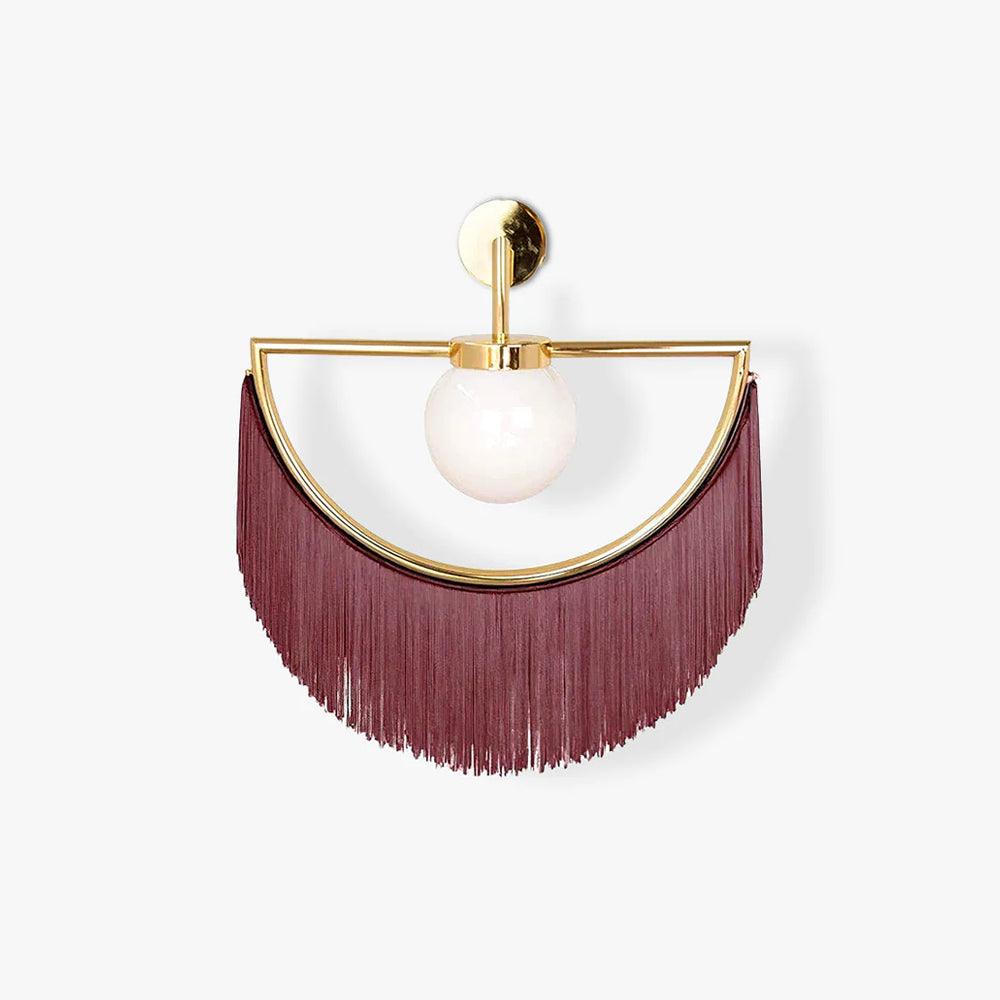 Wink Retro Tassel Wall Sconce Gold Geometric Fabric Fringe Wall Light for Bedroom