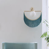 Wink Retro Tassel Wall Sconce Gold Geometric Fabric Fringe Wall Light for Bedroom