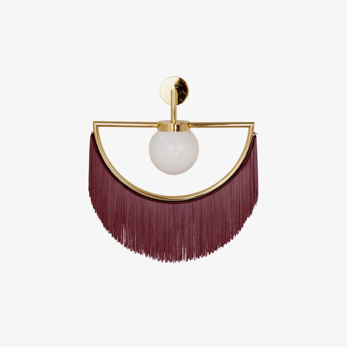 Wink Retro Tassel Wall Sconce Gold Geometric Fabric Fringe Wall Light for Bedroom