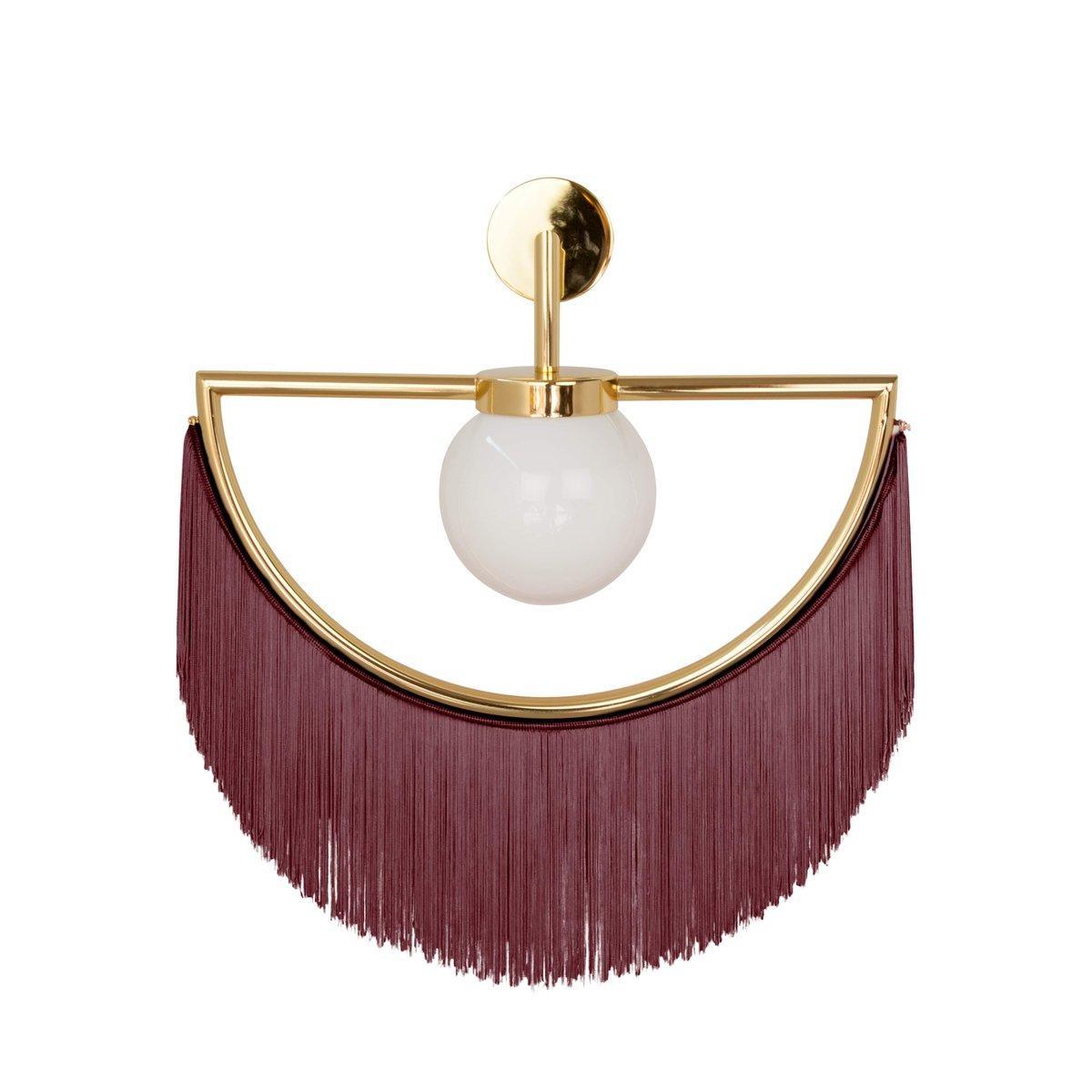 Wink Retro Tassel Wall Sconce Gold Geometric Fabric Fringe Wall Light for Bedroom