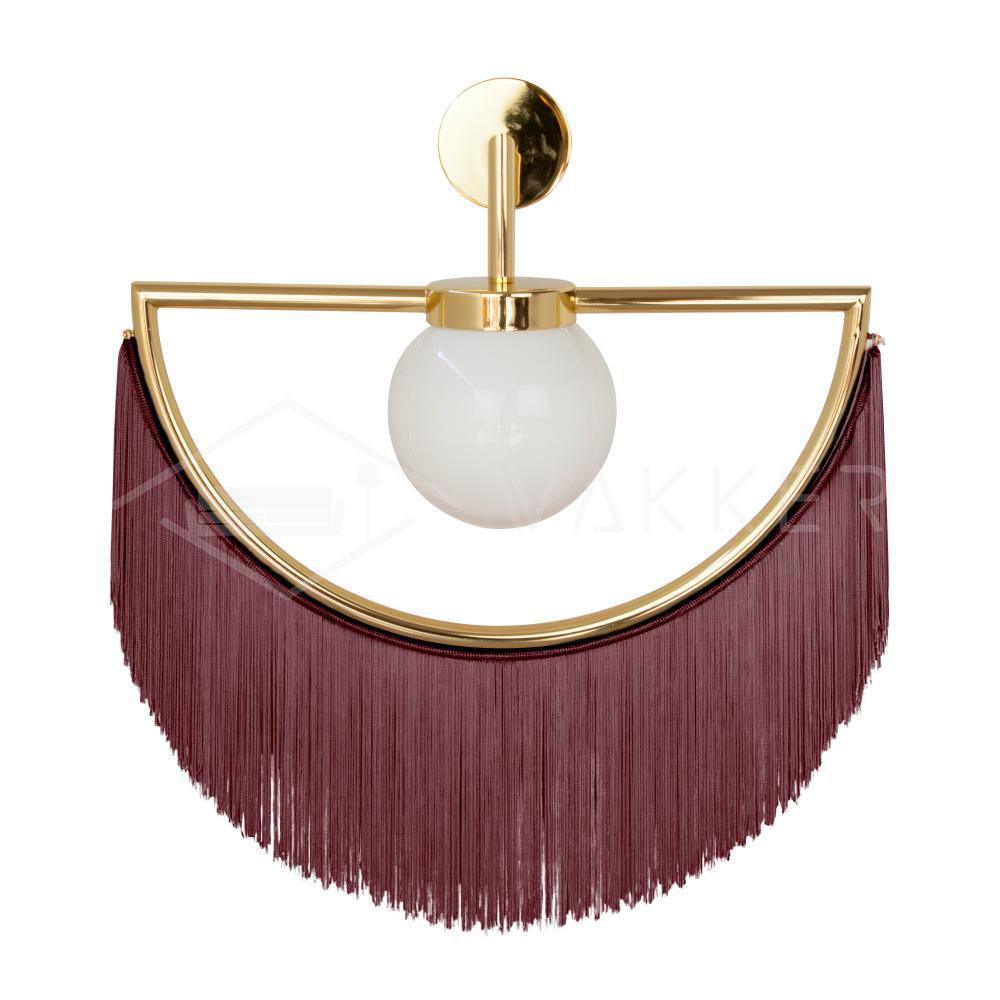Wink Retro Tassel Wall Sconce Gold Geometric Fabric Fringe Wall Light for Bedroom