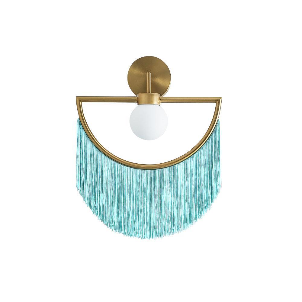 Wink Retro Tassel Wall Sconce Gold Geometric Fabric Fringe Wall Light for Bedroom