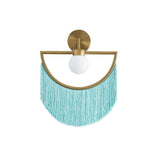 Wink Retro Tassel Wall Sconce Gold Geometric Fabric Fringe Wall Light for Bedroom