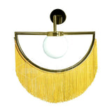 Wink Retro Tassel Wall Sconce Gold Geometric Fabric Fringe Wall Light for Bedroom